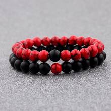 8MM Black Matt&Red Beads Yinyang Bracelets For Women Trendy Bracelet Men With Black CZ Beads Prayer Jewelry 2024 - buy cheap