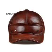 Svadilfari-Sombrero de béisbol de cuero genuino para hombre y mujer, Gorra lisa informal, 100% de piel de vaca, cálido para las orejas, otoño e invierno, 2018 2024 - compra barato