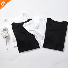 Original xiaomi mijia men's cotton T-shirt spring bottoming shirt white compassionate solid color T-shirt smart home 2024 - buy cheap