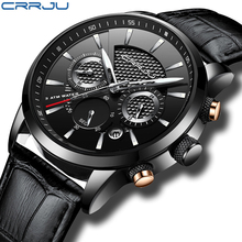 Crrju chronograph relógios para homens hora relógios masculinos topo marca de luxo relógio de quartzo homem couro esporte relógio de pulso relogio 2024 - compre barato