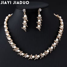 jiayijiaduo imitation Pearl Necklace earrings set gold-color Wedding hair jewelry trade Drop shipping Women Costume jewelry set 2024 - buy cheap