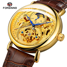Forsining Top Brand Automatic Mechanical Business Watch Mens Clock Golden Moon Phase Leather Wrist Watches Relogio Masculino 2024 - buy cheap