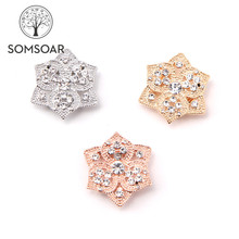 Somsoar Jewelry 2.5cm Crystal Flower big size Slide Charms fit 10mm Mesh Bracelet and Leather Wrap Bracelet 10pcs/lot 2024 - buy cheap