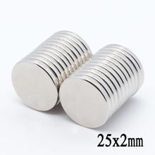 50 pieces 25x2 mm N35 neodymium magnet large round permanent NdFeB disc super strong magnetic strong magnet  25*2 mm 2024 - buy cheap