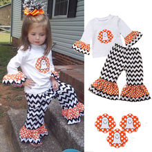 Conjunto de roupas femininas para bebês, camisetas estampadas de desenho animado manga longa para crianças de 6 meses a 4 anos, 2 peças