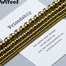 WLYeeS Round Hematite beads Plating Gold natural Stone 2 3 4 6 8 10mm Spacer Loose Beads for Jewelry Bracelet Earring Making DIY 2024 - buy cheap