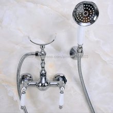 Grifo mezclador de baño Grifo de ducha de baño cromado pulido con conjunto de cabezal de ducha montado en la pared Kna266 2024 - compra barato
