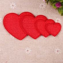 Free Shipping 10 pcs red heart Embroidered patches iron on sew on Motif repair decor Applique DIY clothing accessory 2024 - buy cheap