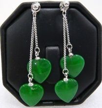 Noblest Jewelry Heart Shape green Jades Earings 2024 - buy cheap