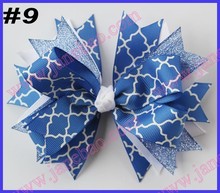 free shipping   300pcs 4.5'' spike hair bows with  quatrefoil ribbon hair clips character hair bows clips 2024 - buy cheap