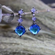 Geometric Stud Earrings For Women Earring Fashion Jewelry Crystal CZ Female Wedding Stud Earring Green Blue 2018 New 2024 - buy cheap