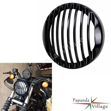 Black Motorcycle 5.75" Front Retro Headlight Grill Guard Custom Headlamp Grill Cover For Harley Sportster XL 1200 883 2004-2014 2024 - buy cheap