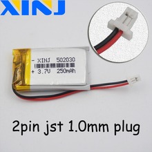 XINJ-Batería de polímero de litio li-po, 3,7 V, 250mAh, 502030 JST-PH, enchufe de 1,0mm para GPS, Sat Nav, cámara de coche, grabadora de conducción, MP3, DIY 2024 - compra barato