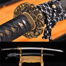 Handforged Folded DAMASCUS Steel Blade Japanese Samurai Carp Tsuba Sword Katana 2024 - buy cheap