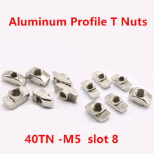 100pcs 40-M5 Slot T-nuts M5 Hammer Nut T Fastener Sliding Nut Carbon Steel Nickel plated for 4040 Series Aluminum Profile 2024 - buy cheap