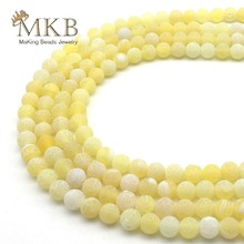 4 6 8 10 12mm Natural Stone Beads Yellow Frost Agates Round Beads For Jewelry Making Bracelet Necklace Accessories Wholesale 2024 - buy cheap