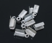 2500Pcs Wholesales Crimp End Caps W/Loop For Necklaces / Cord Silver Tone Jewelry Making Findings Charms Component 12x5mm 2024 - buy cheap