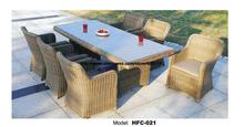 Luxury Round Rattan Garden Furniture Glass Table Full Rattan Chair Set Leisure Party Meeting Holiday Furniture Leisure Chair Set 2024 - buy cheap