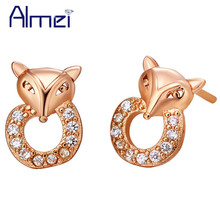 Almei 15%Off Cute Animal Girl Brincos Silver Color Fox Stud Earrings for Women Jewelry Orecchini Donna Earring Children R533 2024 - buy cheap
