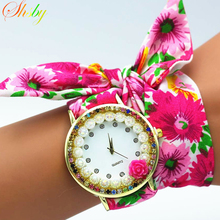Shsby новые женские наручные часы с цветочным рисунком, женские наручные часы с цветными блестящими стразами, женские часы 2024 - купить недорого