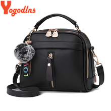 Yogodlns Fashion high quality PU Leather Shoulder Bags for Women Solid color feminina Hair ball ornaments crossbody bag 2024 - buy cheap