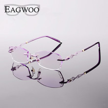 Metal Alloy Acetate Eyeglasses Women Rimless Prescription Reading Myopia Photochromic Glasses Spectacle with Color lenses  073 2024 - buy cheap