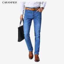 CARANFIER 2019, летние мужские тонкие легкие джинсы, деловые повседневные Стрейчевые облегающие джинсовые брюки, мужские Брендовые брюки, Модель 38 40 2022 - купить недорого