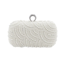 The Hand made Luxury Pearl Clutch bags Women Purse Diamond Chain white Evening Bags for Party Wedding black Bolsa Feminina 2024 - buy cheap