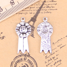 62 Uds. Chapados en plata antigua de colgantes, joyería tibetana hecha a mano, 1ª medalla, 27x12mm 2024 - compra barato