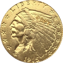 24-k ouro 1915-s $5 ouro moeda metade águia indiana cópia frete grátis 2024 - compre barato