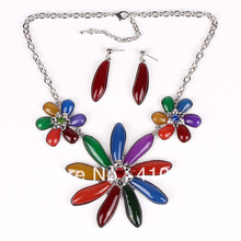 PN12540 Fashion Jewelry Set Necklace Earring Set Silver Plated Multicolor Resin Party Gift High Quality Free Shipping 2024 - buy cheap