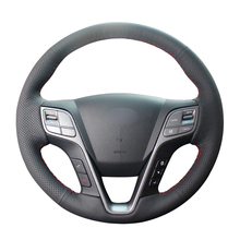 Hand-stitched DIY Black Micro Fiber Leather Car Steering Wheel Cover for Hyundai Santa Fe 2013-2018 ix45 2013-2016 Accessories 2024 - buy cheap