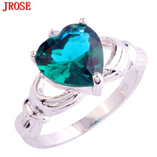 JROSE Wholesale Hot Sell Claddagh Silver Color Ring Size 7 8 9 10 Green & White CZ Splendid Pretty Women Rings Jewelry 2024 - buy cheap