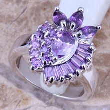 Super Purple Cubic Zirconia Silver Plated  Women's Jewelry Ring Size 6 / 7 / 8 / 9 R0551 2024 - buy cheap