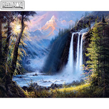 Mosaico de diamantes 5D DIY, bordado de cascada panorámica, cuadro de paisaje de diamantes de imitación, costura para el hogar XY1 2024 - compra barato