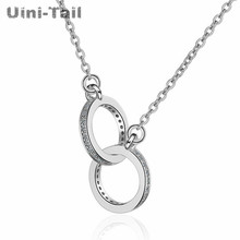 Uini-tail colar de prata esterlina 925, colar com dois círculo, micro embutido, fluxo de maré moda coreana, jóias de alta qualidade gn980 2024 - compre barato