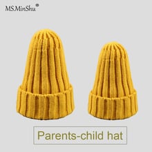 Ms.MinShu Beanies Parent-Child Couple Hat Family Winter Head Warmer Kids Knitted Babies Hats Baby Hat 2024 - buy cheap