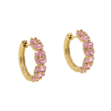 oval pink cubic zirconia Gold color Hoop earring Claasic fashion design girl lady Huggie cz hoop earring 2024 - buy cheap