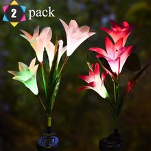 Outdoor Solar Garden Stake Lights 2 Pack Lily Flower Lights Multi-color Changing LED Decorative Light for Garden Patio Backyard 2024 - buy cheap