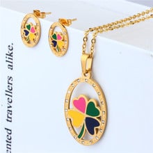 OUFEI Four-leaf Flower Heart Shape Jewelry Set for Women Stainless Steel Fashion Pendant Necklace Earrings Wedding Jewelry Set 2024 - buy cheap