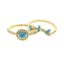 New 2pcs/Set Unique Ring Set elegant cz style Gold Color Knuckle blue Rings for women midi Finger Knuckle delicate rings 2024 - buy cheap