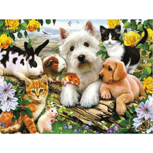 kexinzu Full Square/Round 5D Diy Diamond Painting Cross Stitch "Animal Dog Cat " Diamond 3D Embroidery Mosaic Home Crafts 2024 - buy cheap