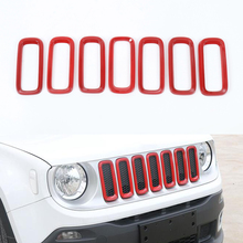 7 шт. передняя решетка радиатора автомобиля решетка гриля отделка рамы декоративный чехол для Jeep Renegade 2015-2016 Стайлинг автомобиля молдинги ABS 2024 - купить недорого
