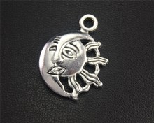 5pcs  Silver Color Sun and Moon Charms For DIY Handmade Jewelry  20X27mm A2016 2024 - buy cheap