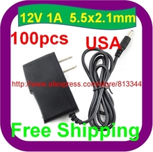 100 pcs  DC 12V 1A/1000mA USA PLUG Power Supply Adapter for CCTV Cameras Sky Netgear Routers 2024 - buy cheap