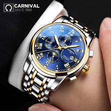 CARNIVAL Mechanical Watch Mens Multifunction Moon Phase Calendar Week Month Waterproof Automatic Men Watches Relogio Masculino 2024 - buy cheap