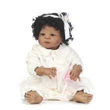 NPK-Muñeca Reborn de silicona de cuerpo completo para niño, muñeco de bebé realista de piel negra de 23 pulgadas, 57cm, regalo de cumpleaños para niña, juguete para bebé falso 2024 - compra barato