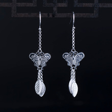 butterfly Chinese style vintage tassel earrings woman 100% 925 Sterling silver Jewelry dangle earrings for women silver earring 2024 - buy cheap