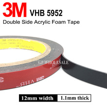 3M VHB 5952 cinta de montaje de alta resistencia negra cinta adhesiva de espuma acrílica de doble cara 12mm x 3M x 1,1mm 2024 - compra barato