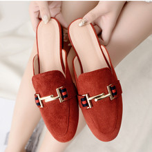 Sandals Mule Shoes Autumn Pointed Toe Flat Quality Woman Slippers Half Shoes Loafers Mules Flip Flops Plus Size 30-43 Sandals 2024 - buy cheap